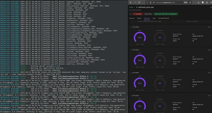 screenshot of qwen running on runpod